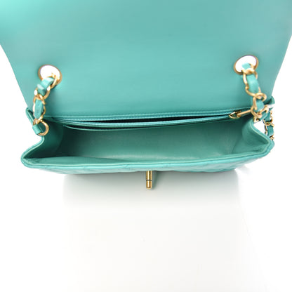 Chanel Lambskin Quilted Mini Rectangular Flap Turquoise 4 of 12