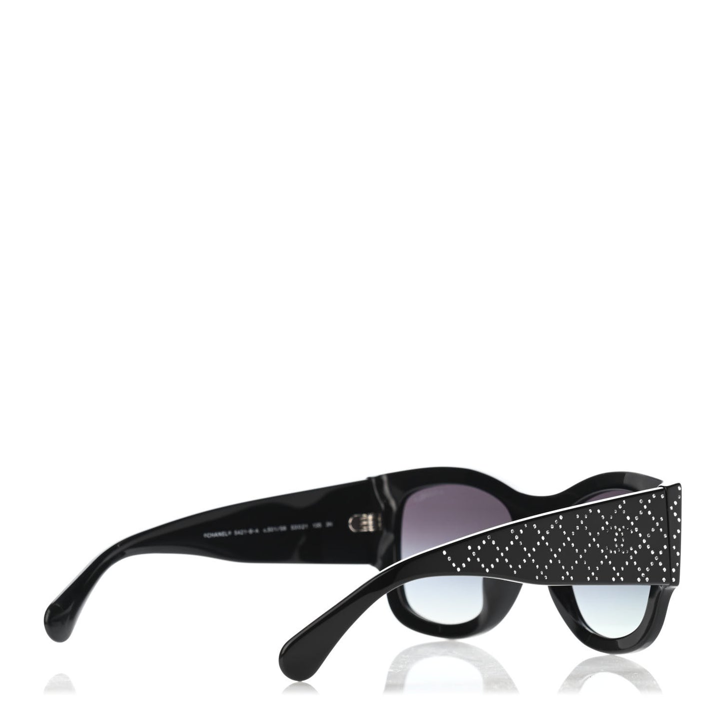 Acetate Strass Rectangle Sunglasses 5421B Black