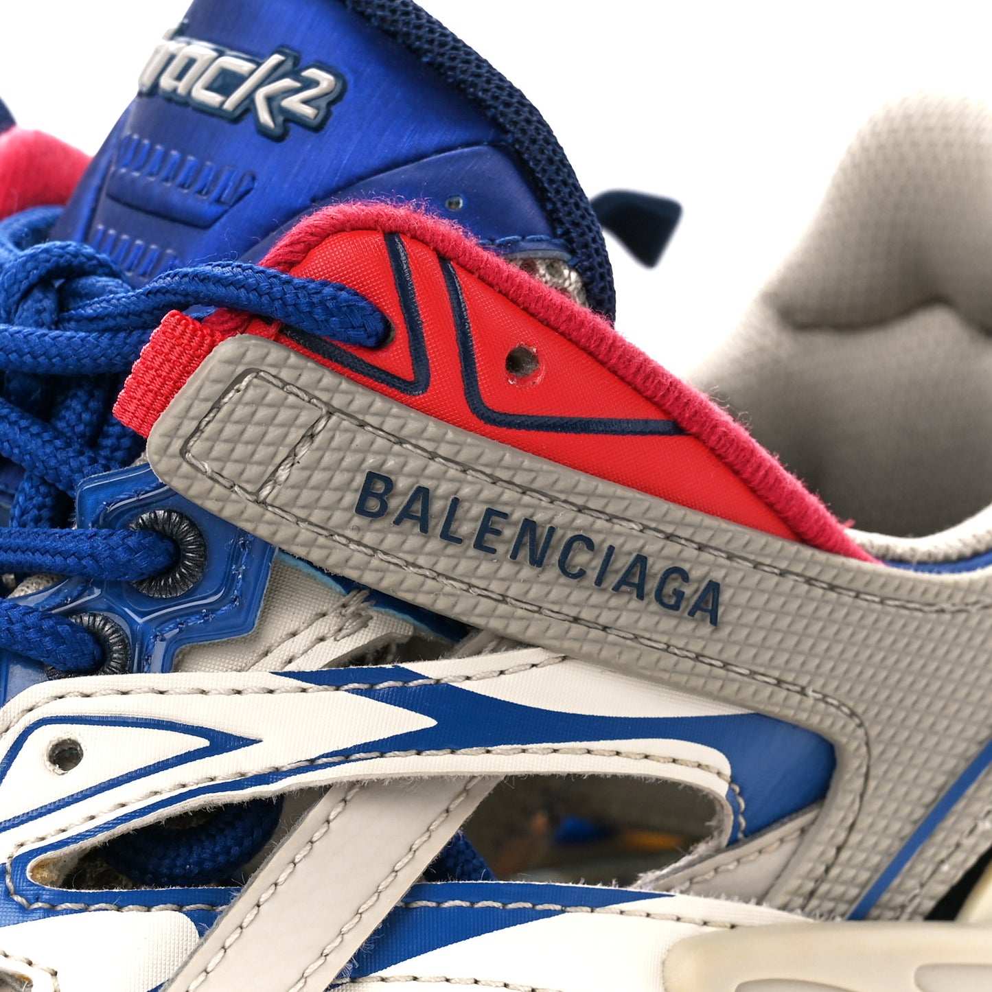 Rubber Mesh Bi-Color Mens Track.2 Open Sneakers 41 Beige Blue Red