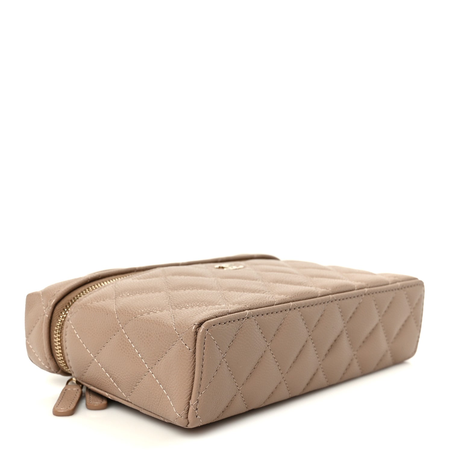 Chanel Caviar Quilted Top Handle Slim Vanity With Chain Dark Beige 4 of 11