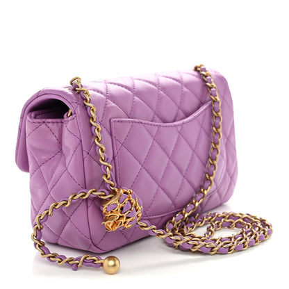 Chanel Lambskin Quilted Mini Rectangular Pearl Crush Flap Purple 3 of 11