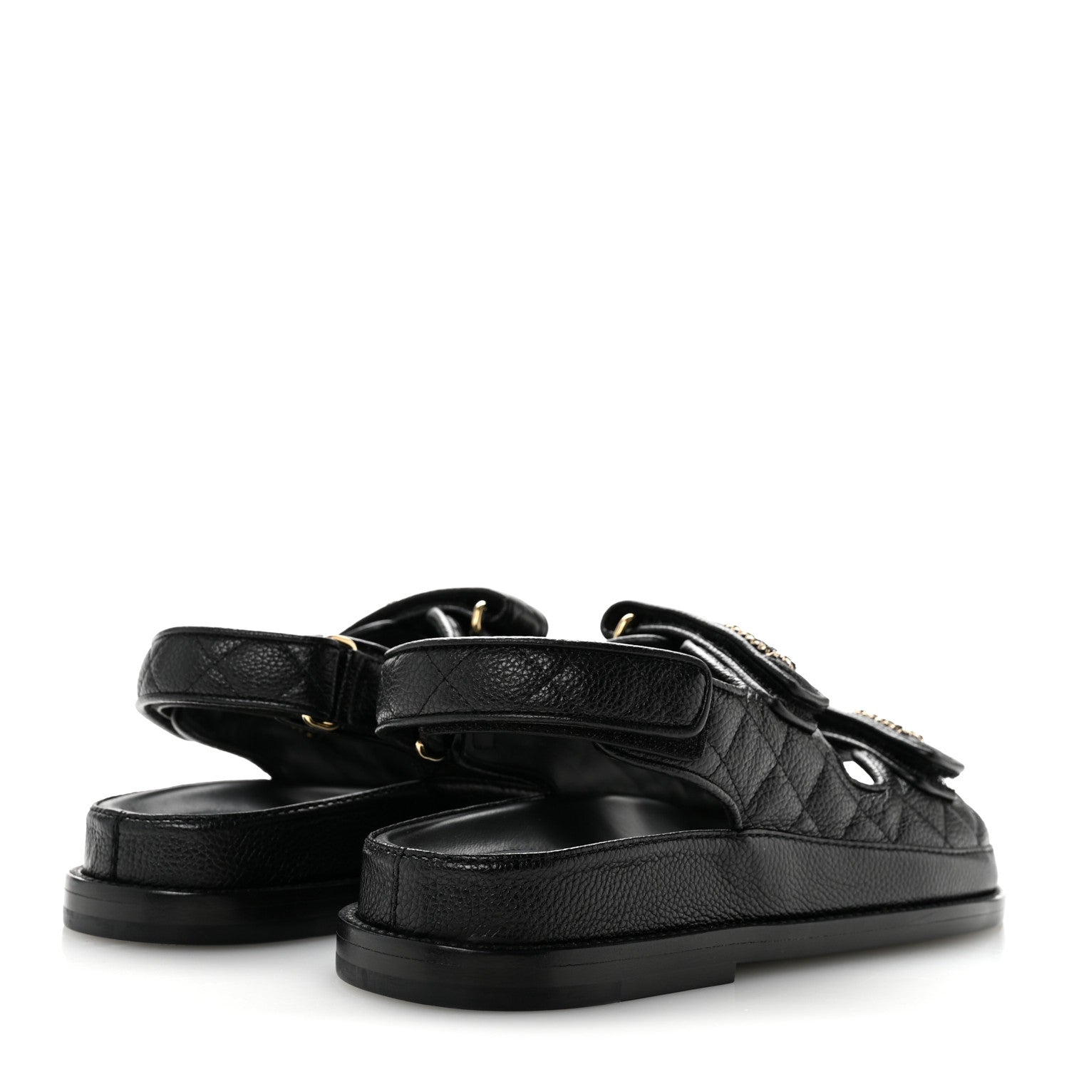 Chanel Grained Calfskin Velcro Dad Sandals 36 Black 5 of 11