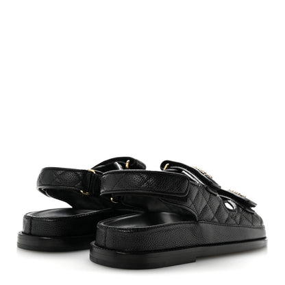 Chanel Grained Calfskin Velcro Dad Sandals 36 Black 5 of 11