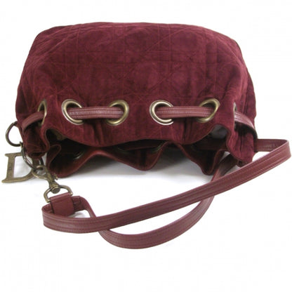 Christian Dior Suede Drawstring Cannage Bag Red 6 of 10