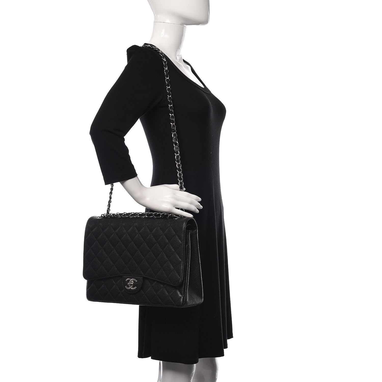 Chanel Caviar Quilted Maxi Double Flap Black 2 of 11