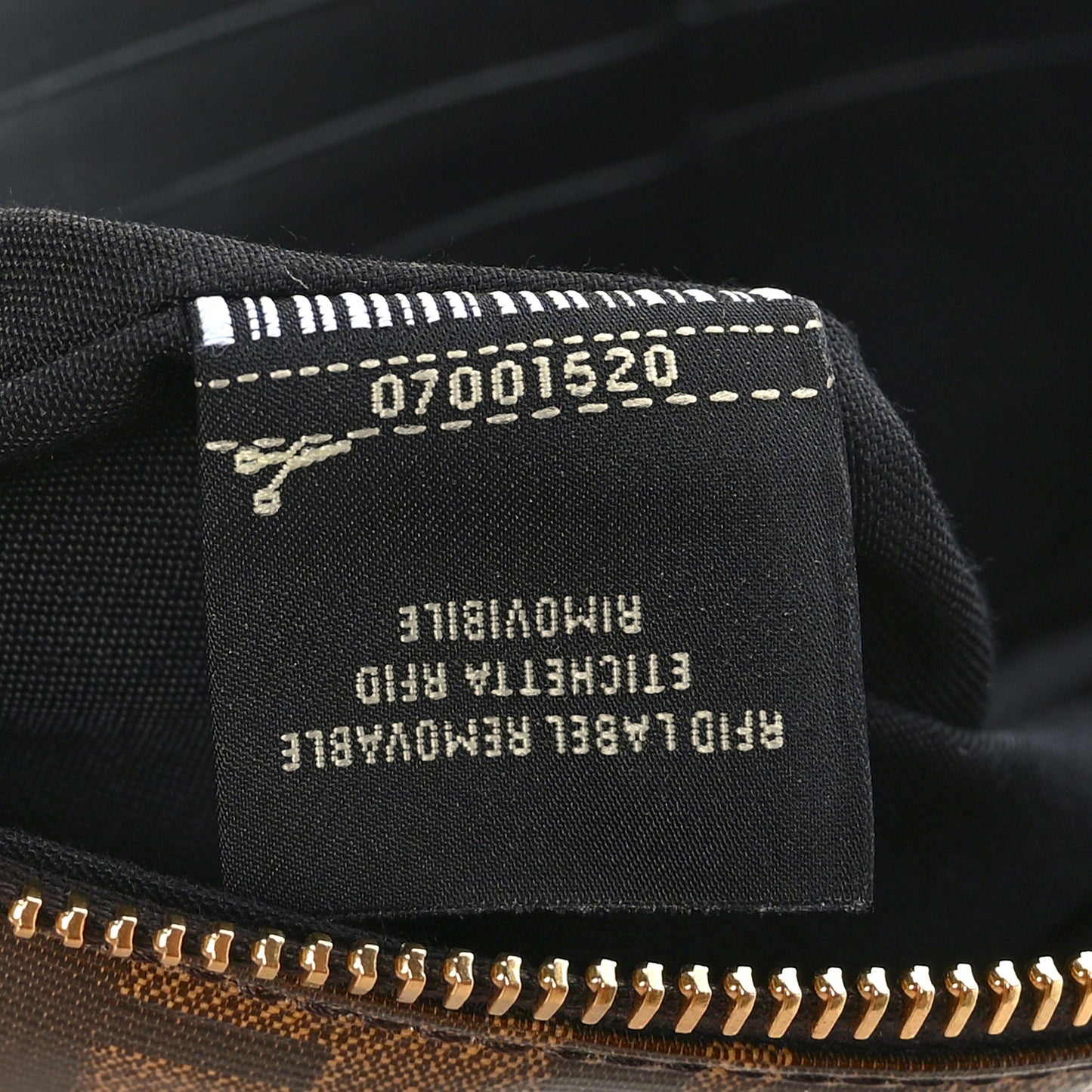 Glazed Fabric Vitello Century FF 1974 Stamp Patch Small FFreedom Flat Pouch Mogano Panna Black