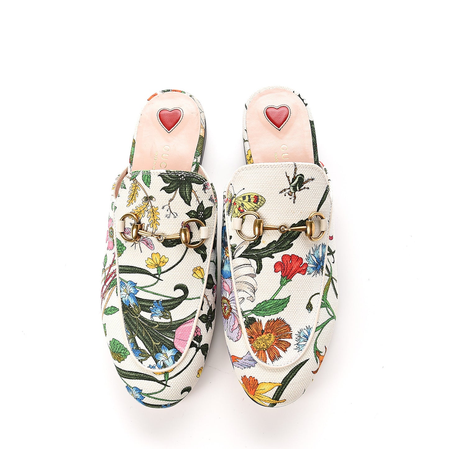 Canvas Flora Womens Princetown Slippers 36.5 White Multicolor