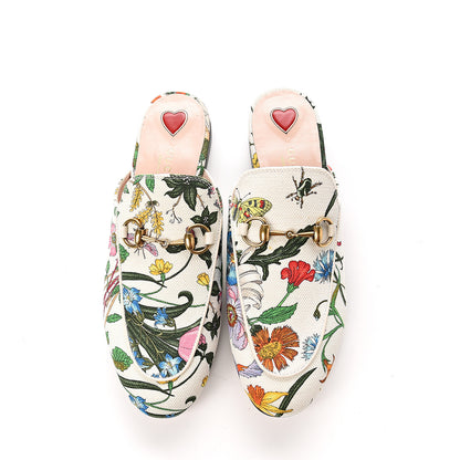 Gucci Canvas Flora Womens Princetown Slippers 36.5 White Multicolor 10 of 10
