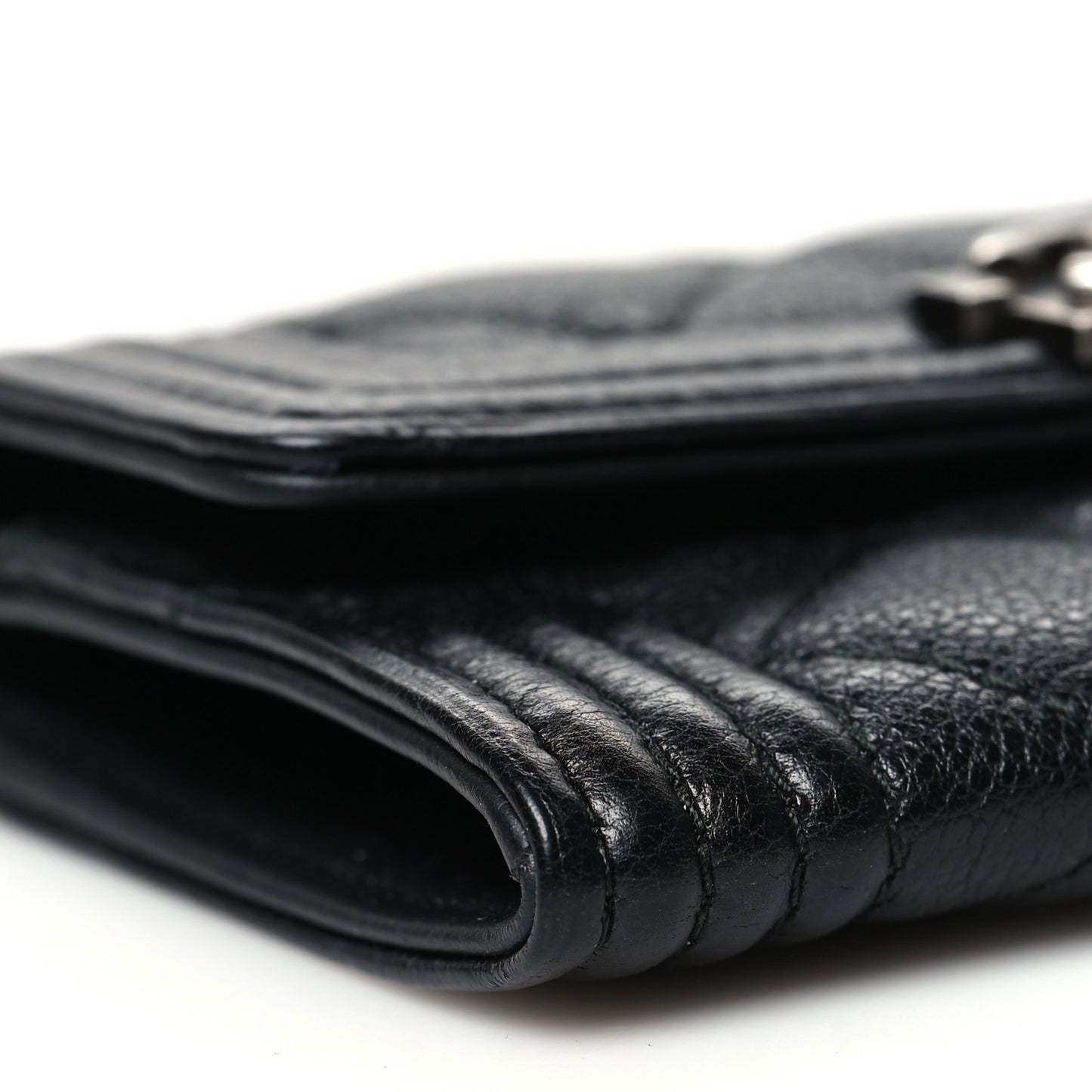 Caviar Quilted Boy Flap Card Holder Black