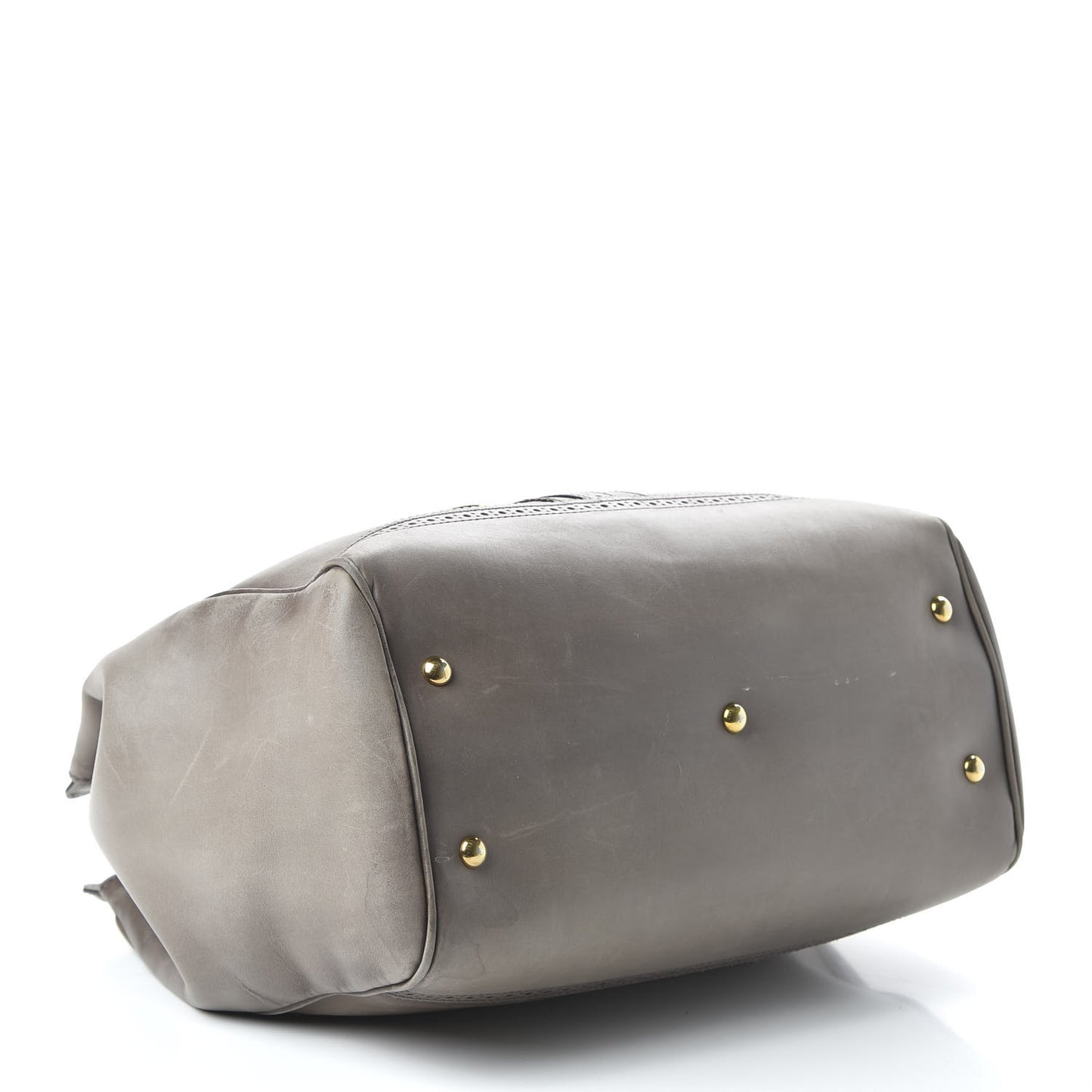Calfskin Duilio Brogue Top Handle Bag Grey