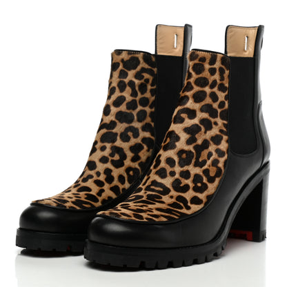 Christian Louboutin Calf Hair Leopard Print Chelsea Boots 39 Black 3 of 8