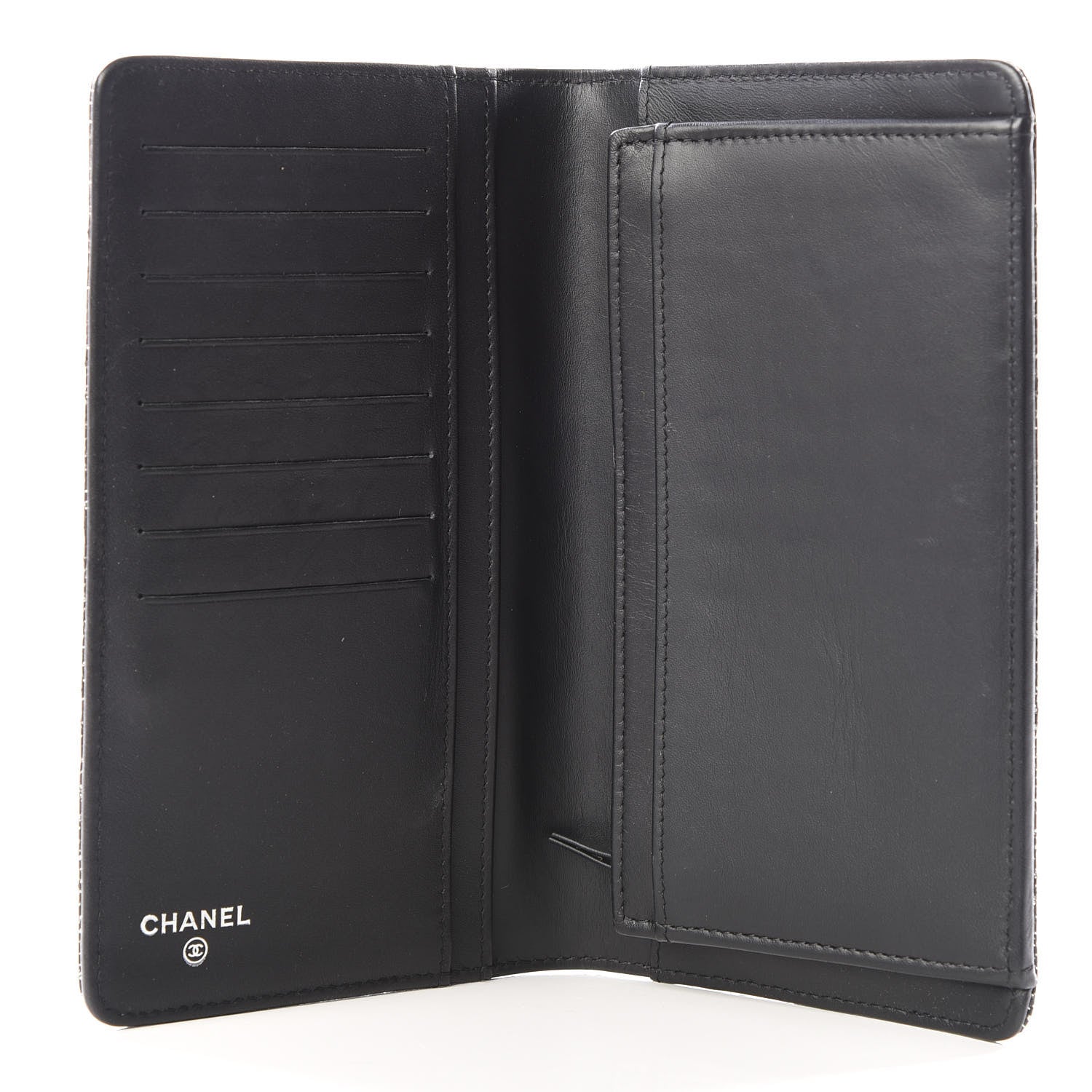 Chanel Glittered Calfskin Quilted Yen Wallet Black 4 of 10
