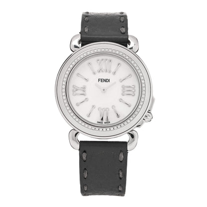 Fendi Stainless Steel Calfskin Diamond Bezel Mother of Pearl 36mm Selleria Quartz Watch 1 of 5