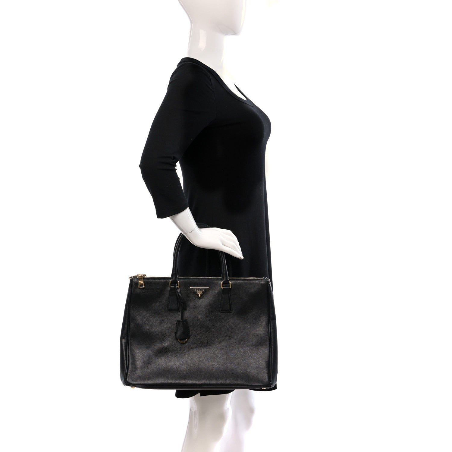 Prada Saffiano Medium Galleria Double Zip Tote Black 2 of 8