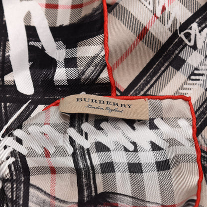 Burberry Silk Vintage Check Scribble Print Scarf Stone 3 of 4