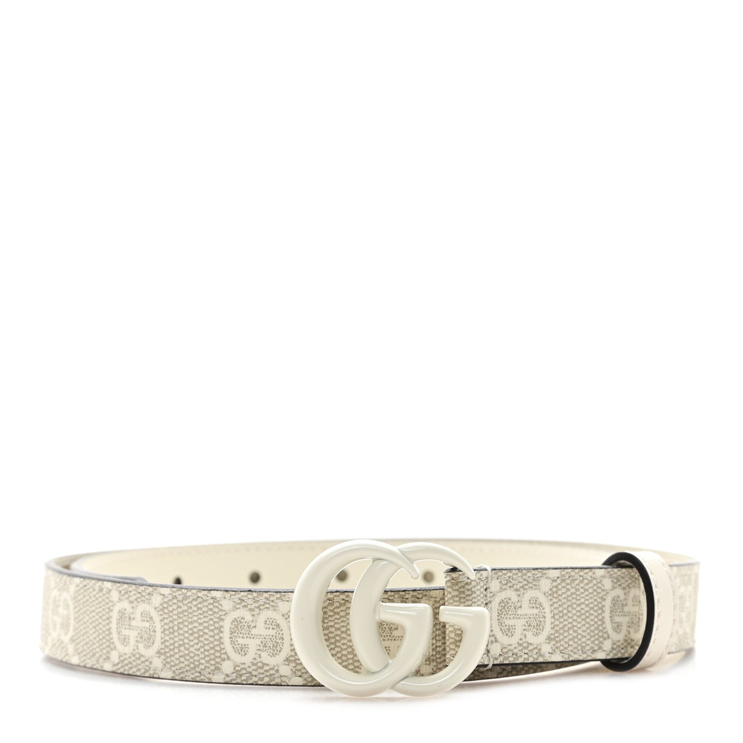 GG Supreme Monogram Plutone Calfskin Enamel Double G 20mm Belt 75 30 Beige Ebony Mystic White