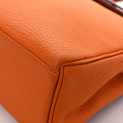 Hermes Taurillon Clemence Kelly Amazone Ado Backpack 22 Abricot Bleu Encre Cuivre 9 of 9