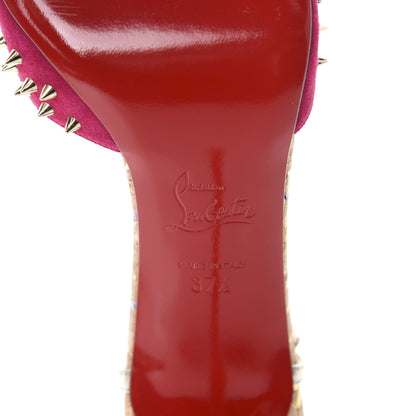 Christian Louboutin Suede Lame Cork Baila Spike 100 Pumps 37.5 Rosa 7 of 9