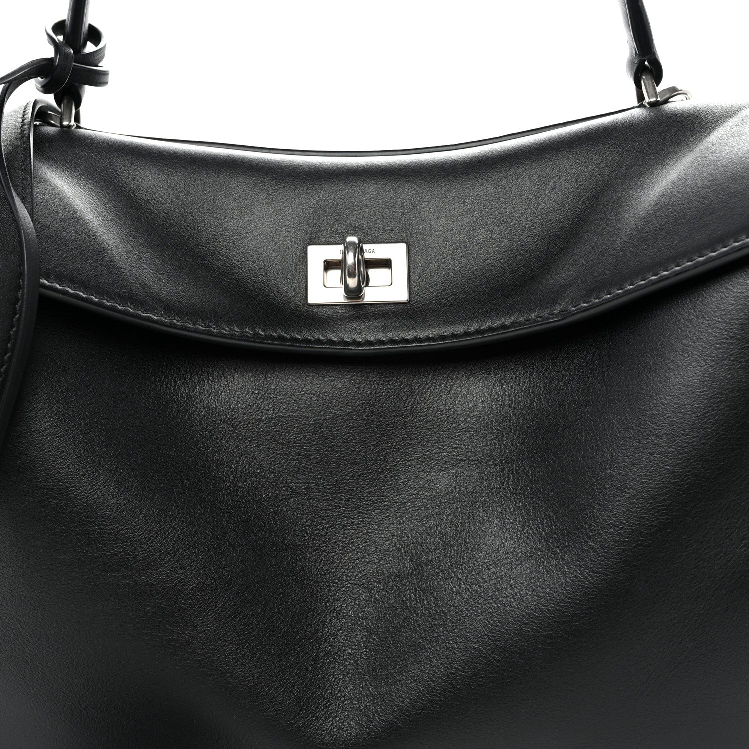 Balenciaga Natural Smooth Calfskin Small Rodeo Top Handle Handbag Black 7 of 9