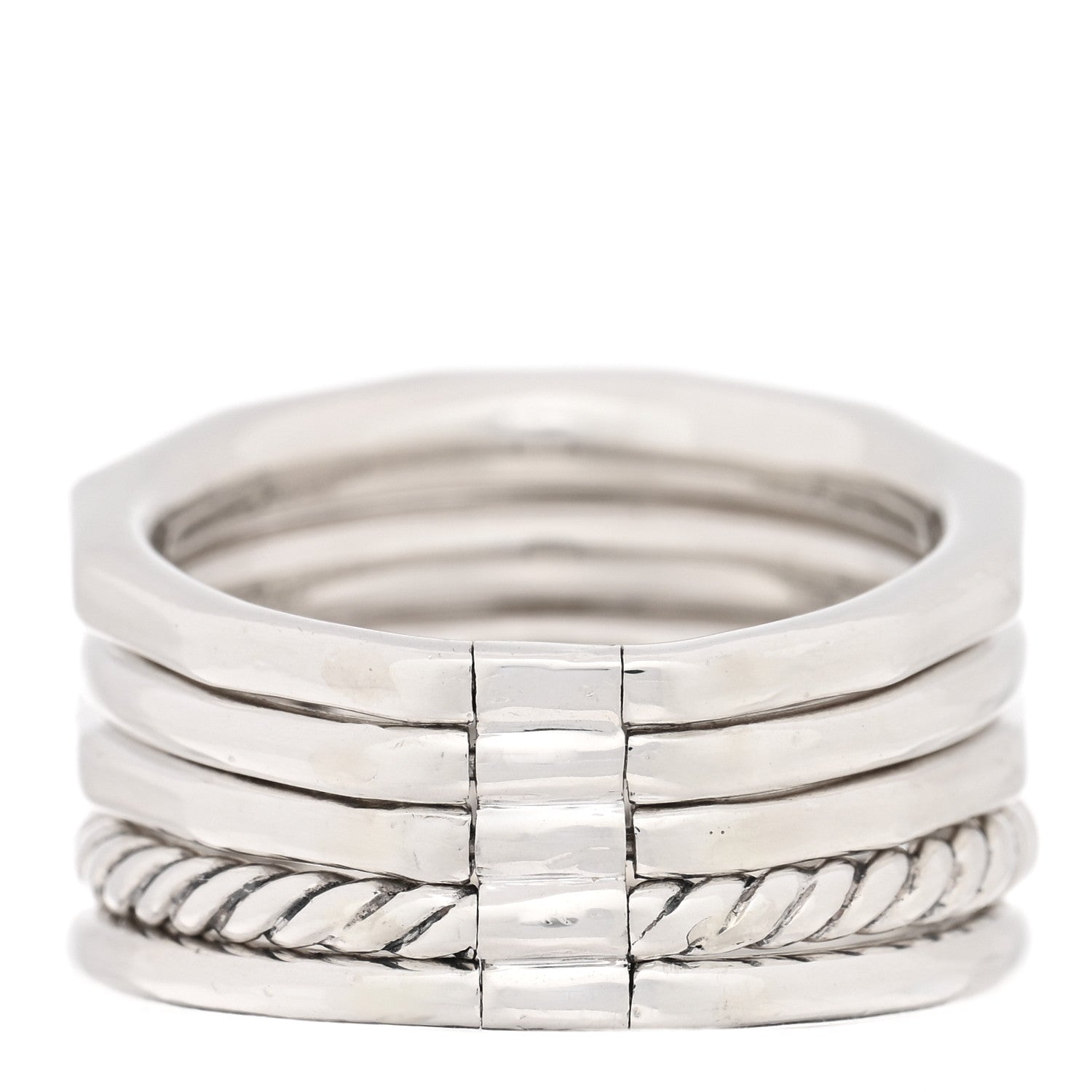 David Yurman Sterling Silver Diamond Hampton Blue Topaz 15mm Stax Five-Row Ring 59 8.75 3 of 4