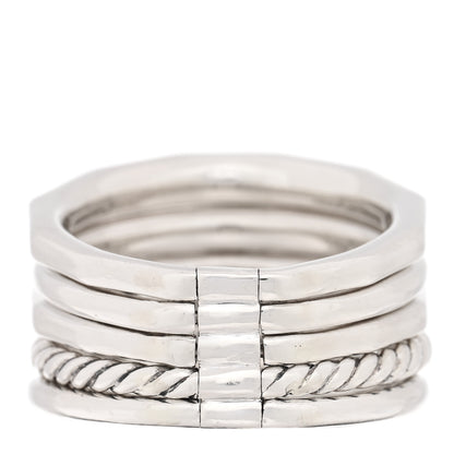 David Yurman Sterling Silver Diamond Hampton Blue Topaz 15mm Stax Five-Row Ring 59 8.75 3 of 4
