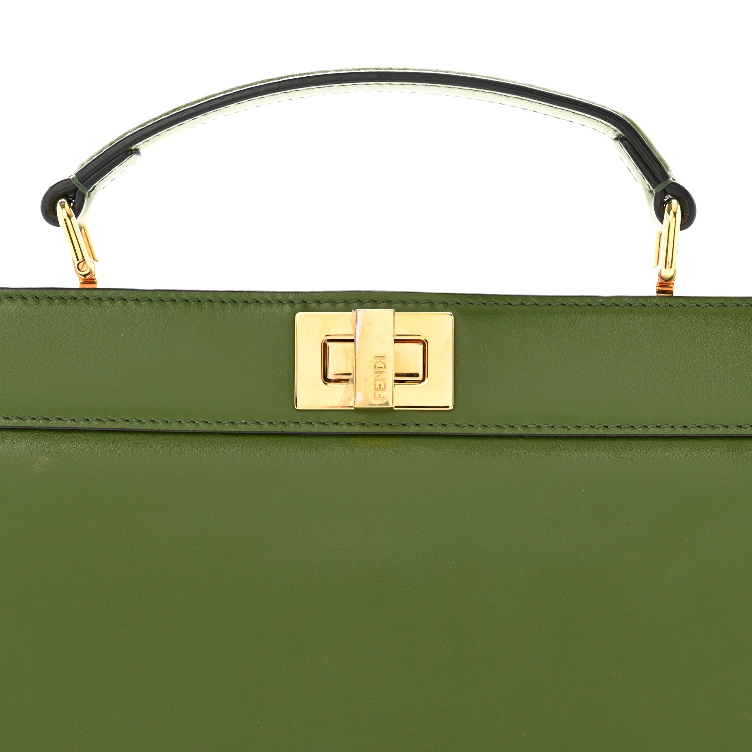 Fendi Vitello King Luxor Shiny Nappa Peekaboo I SEE U East West Satchel Verde Light Rose 10 of 15
