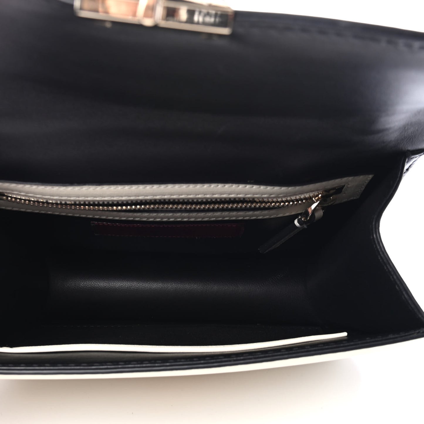 Vitello Small Glam Lock Rockstud Flap Black Light Ivory