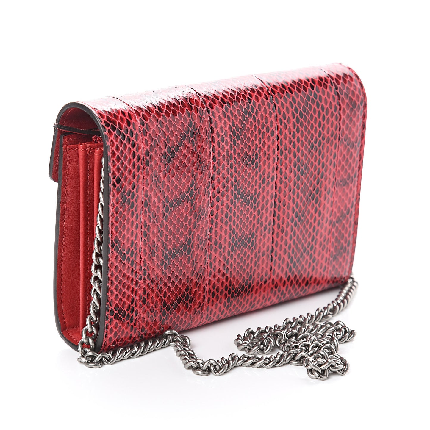 Elaphe Radiata Mini Dionysus Chain Wallet Hibiscus Red