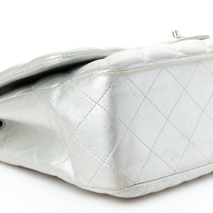 Chanel Metallic Lambskin Quilted Jumbo Single Flap Silver 10 of 11