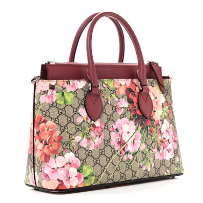 Gucci GG Supreme Monogram Blooms Small Zip Top Tote Beige Multicolor Dry Rose 3 of 11