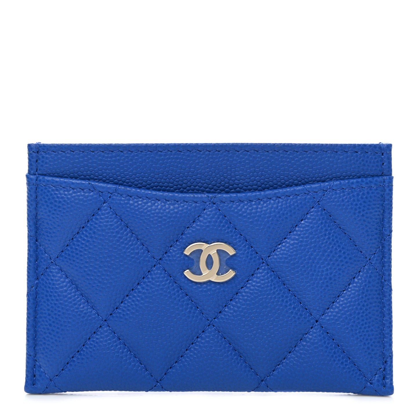 Caviar Quilted Card Holder Blue