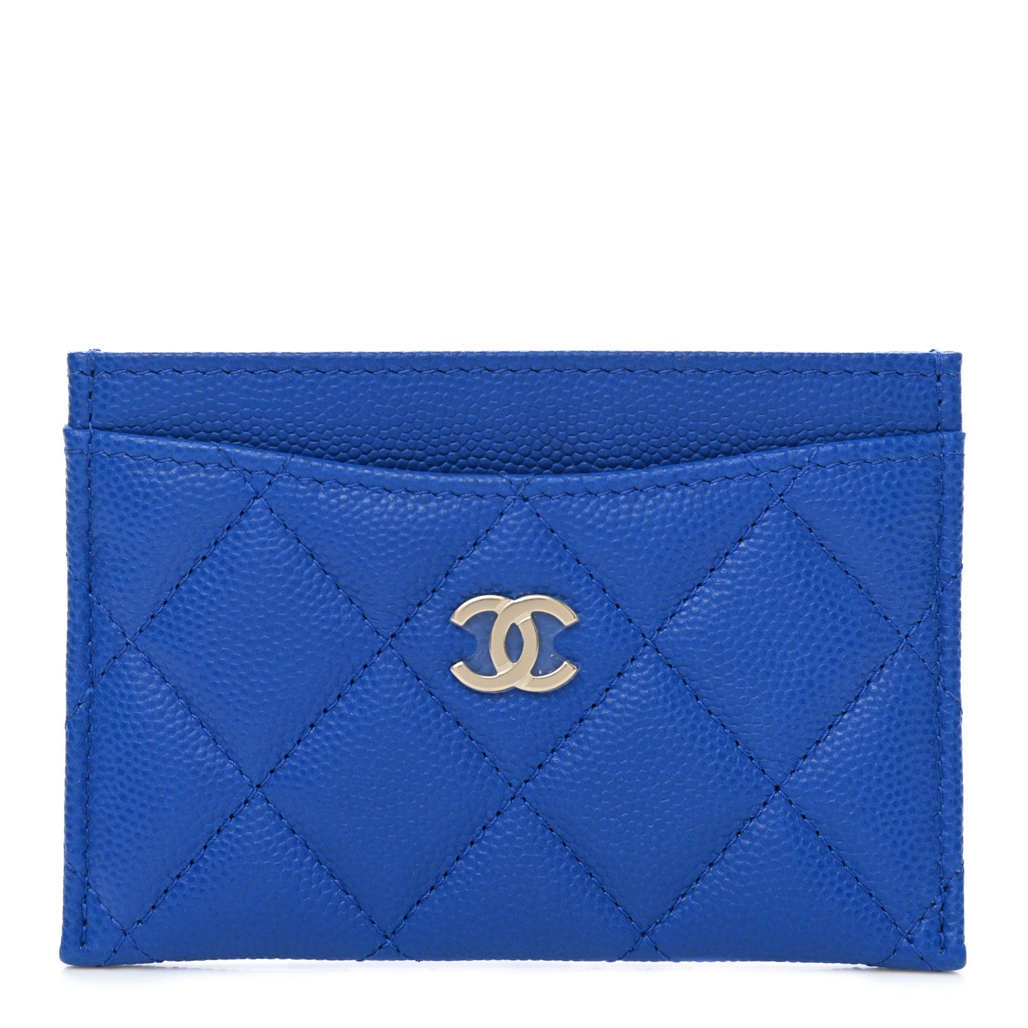 Chanel Caviar Quilted Card Holder Blue 1 of 9