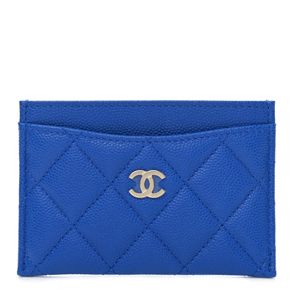 Chanel Caviar Quilted Card Holder Blue 1 of 9