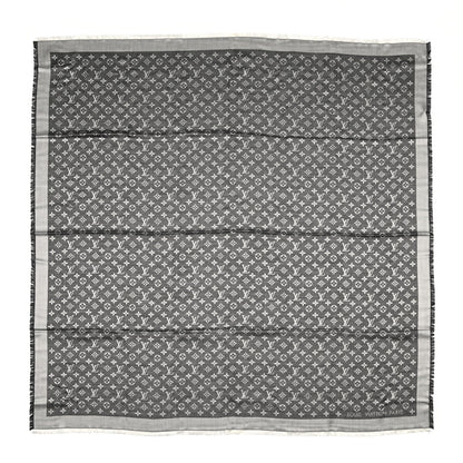 Louis Vuitton Silk Wool Monogram Denim Shawl Black 1 of 5