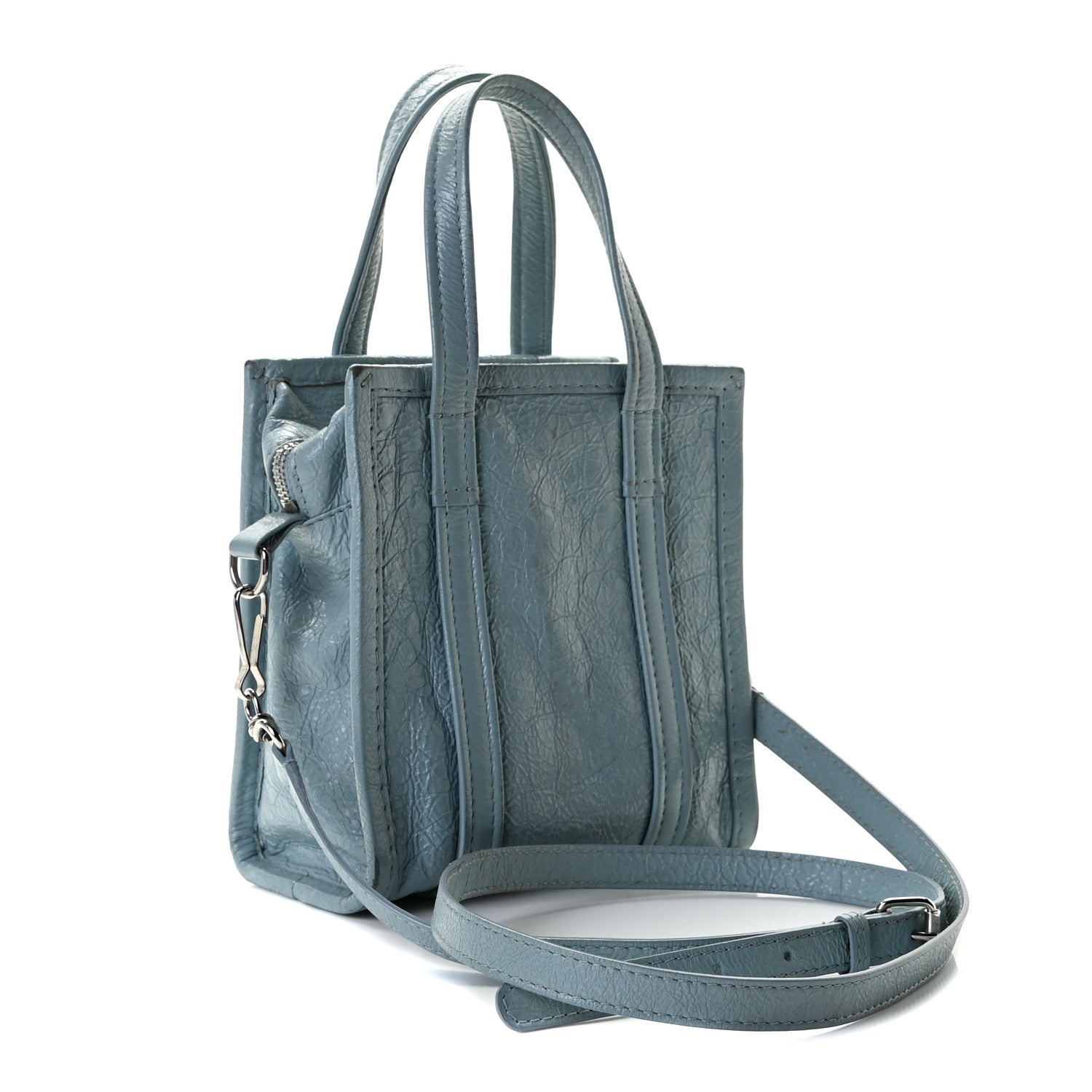 Balenciaga Agneau Arena XXS Bazar Shopper Tote Bleu Gris 3 of 9