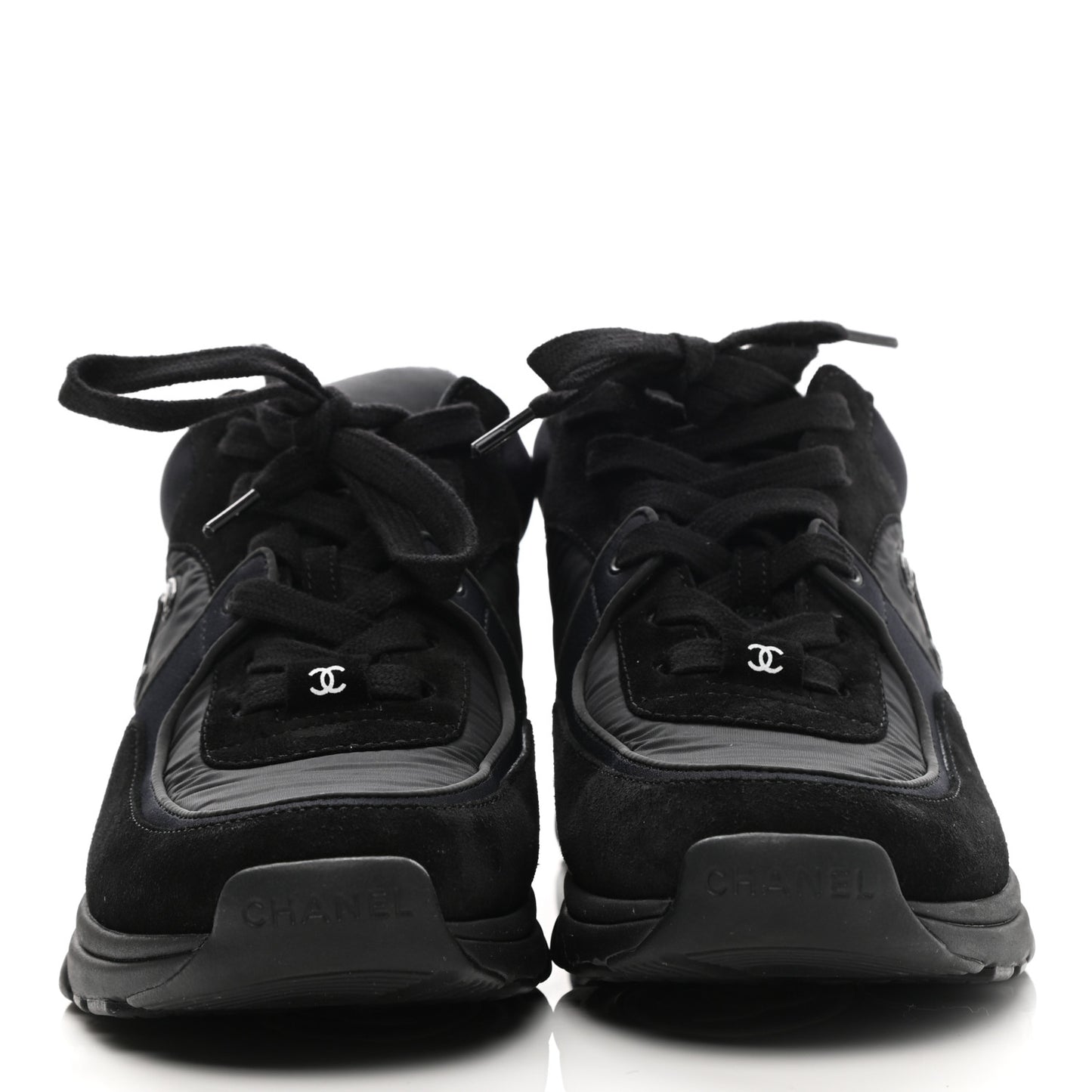 Nylon Calfskin Suede Calfskin CC Sneakers 36.5 Black