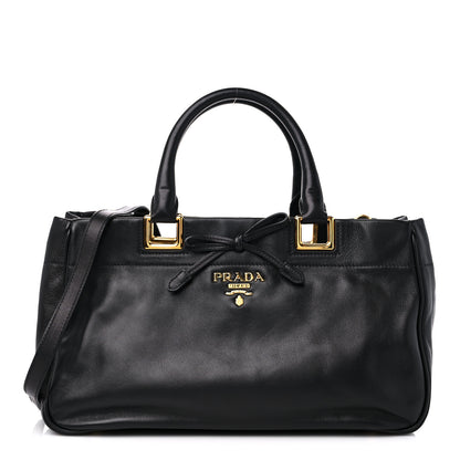 Prada Soft Calf Bow Tote Black 1 of 11