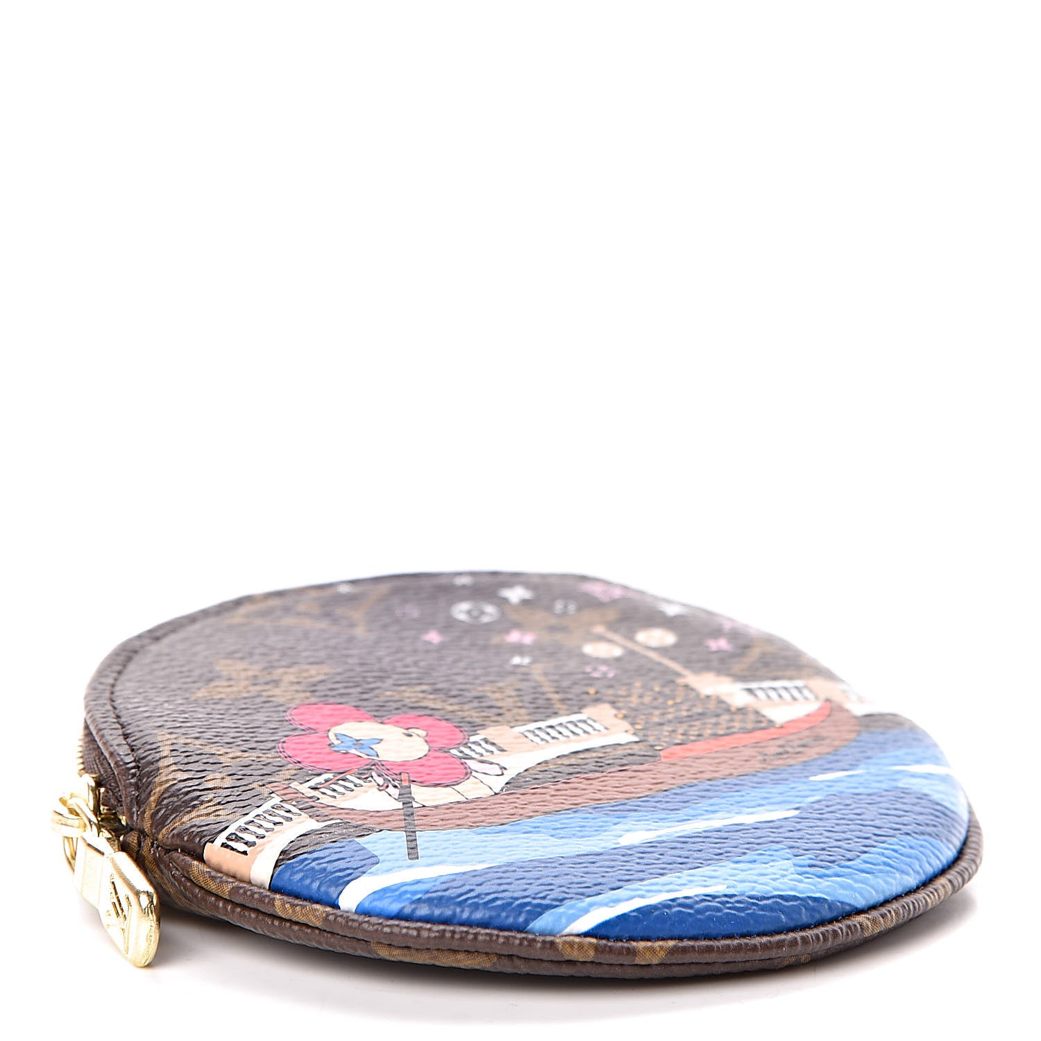 Louis Vuitton Monogram 2019 Christmas Animation Round Coin Purse Blue 4 of 8