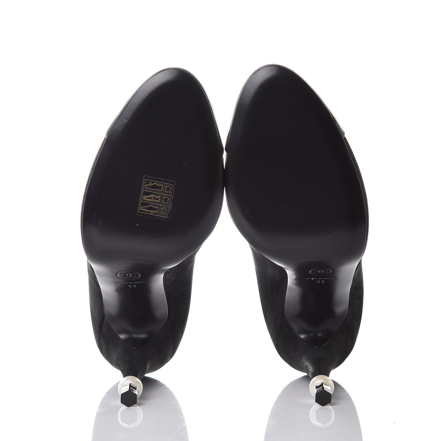 Suede Calfskin Patent Cap Toe CC Pumps 41 Black