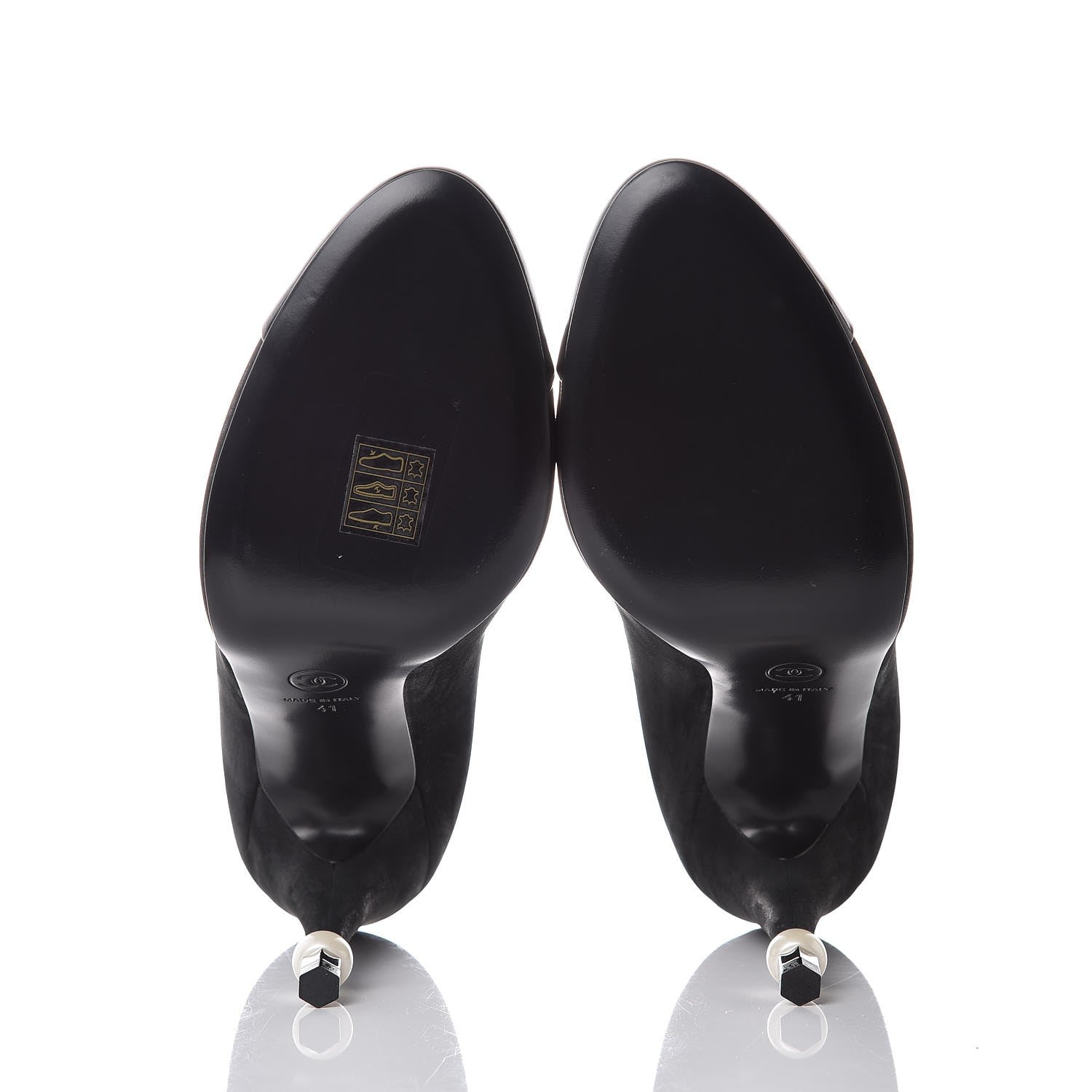 Chanel Suede Calfskin Patent Cap Toe CC Pumps 41 Black 5 of 8