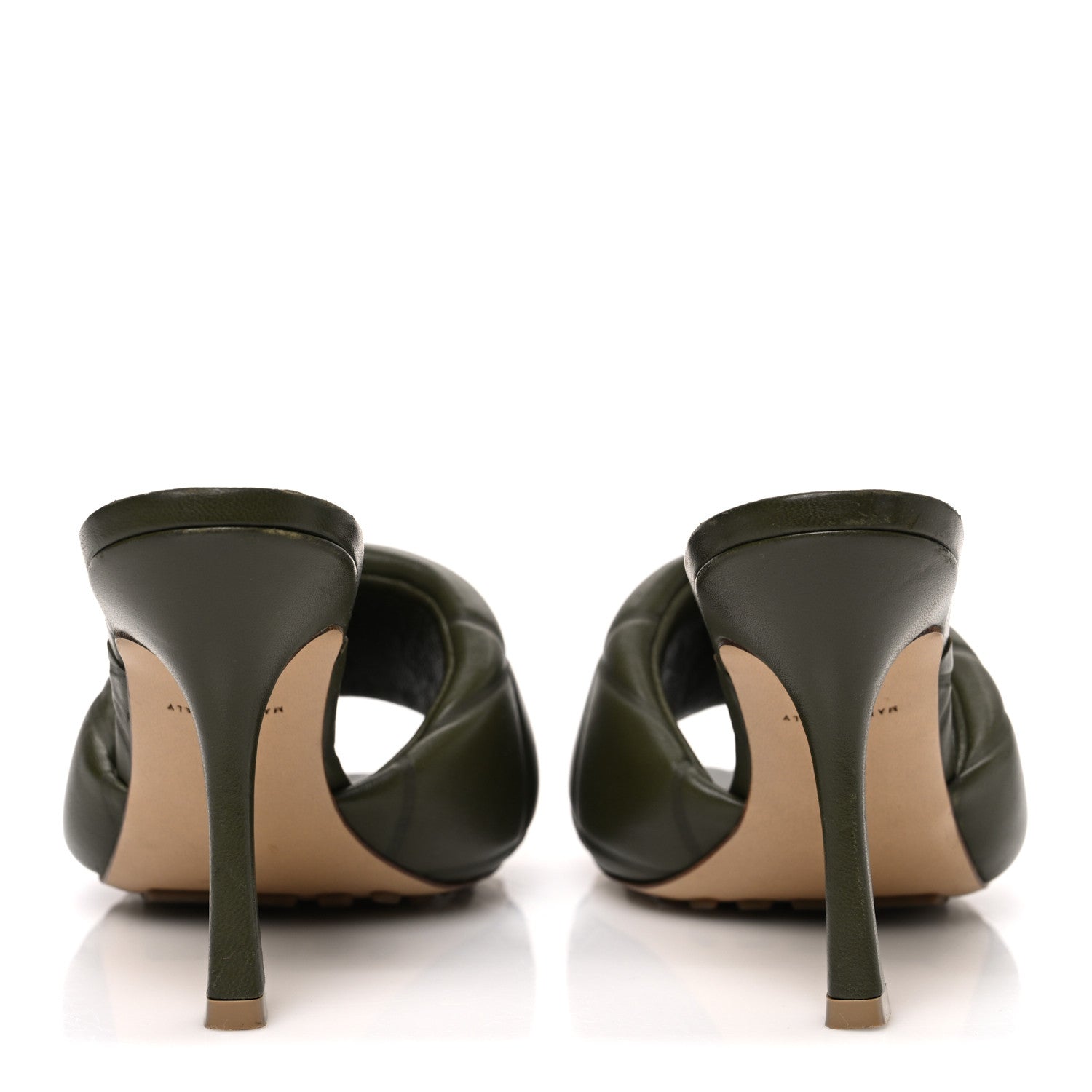 Bottega Veneta Nappa Quilted Rubber Lido Mule Sandals 39 Khaki