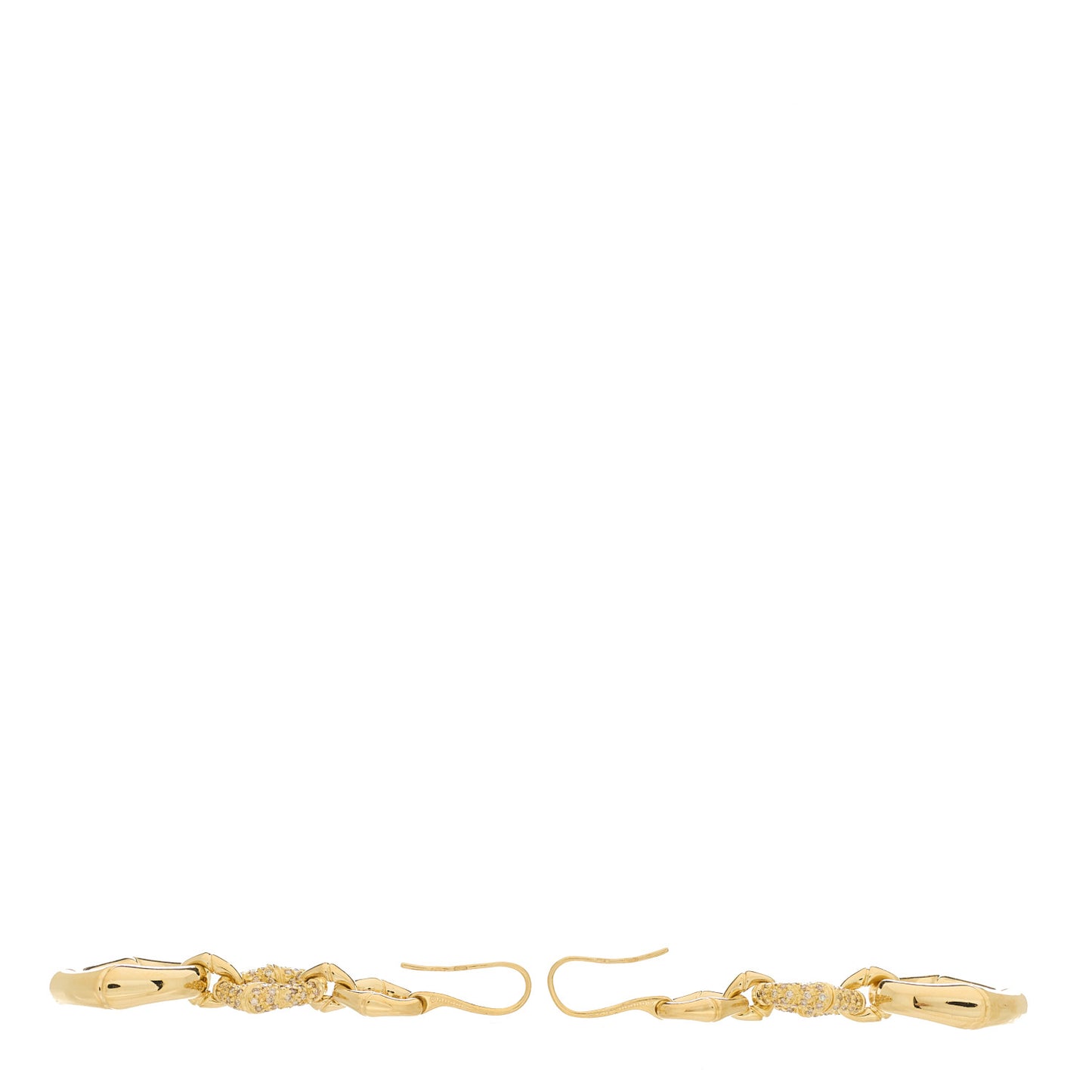 18K Yellow Gold Diamond Bamboo Drop Earrings