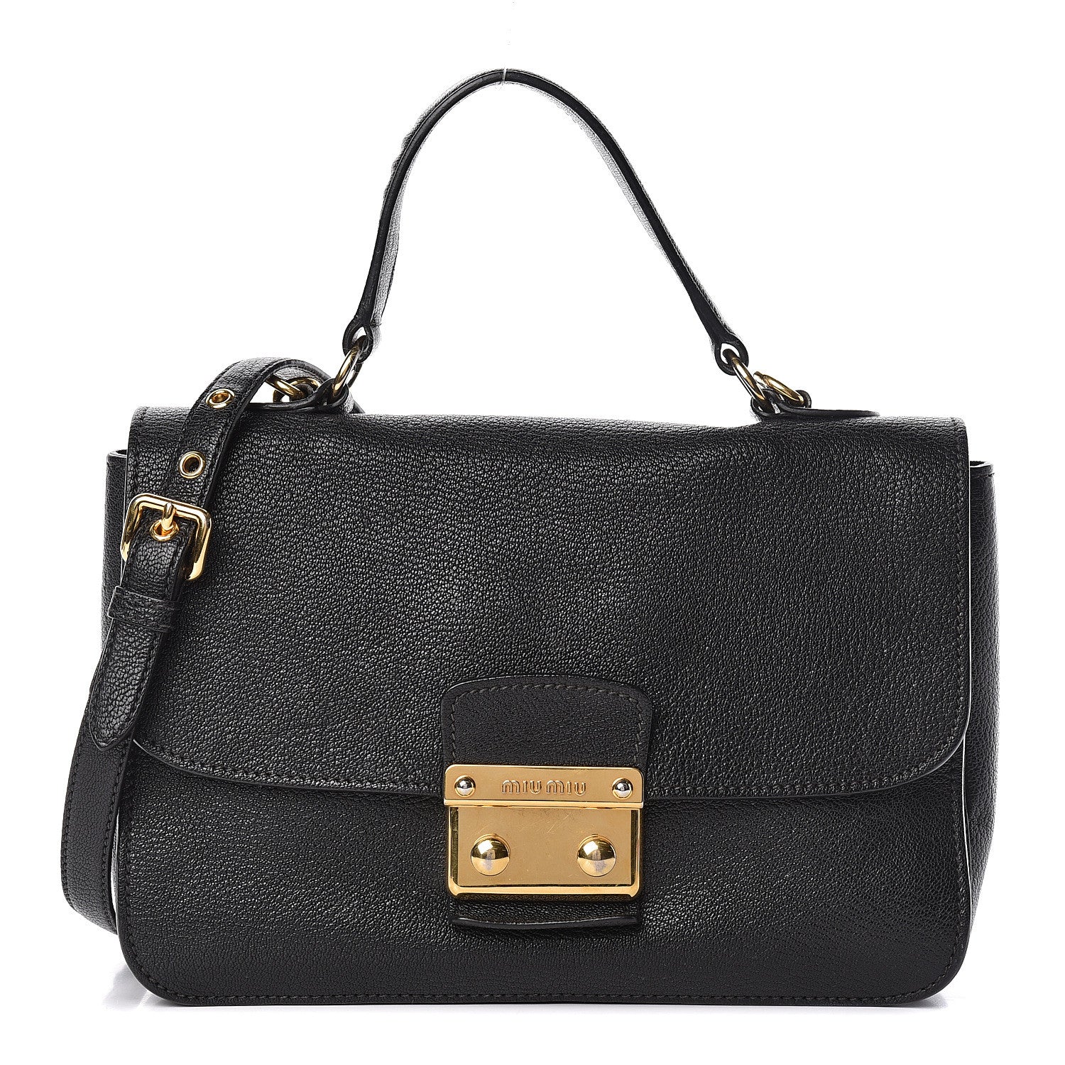 Miu Miu Goatskin Madras Shoulder Bag Black 1 of 24