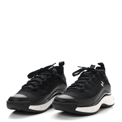 Chanel Velvet Calfskin Mixed Fibers CC Sneakers 40.5 Black 3 of 8
