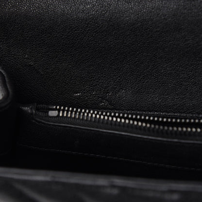 Saint Laurent Sheepskin Matelasse Chevron Monogram Monochrome Large College Satchel Black 18 of 18