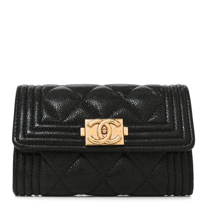 Chanel Caviar Quilted Boy Flap Card Holder Black 1 of 8