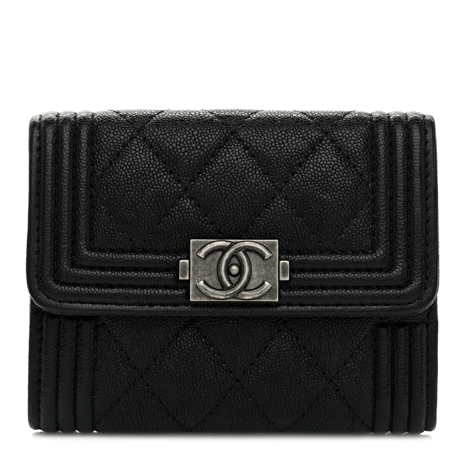 Chanel Caviar Quilted Compact Boy Wallet Black 1 of 8