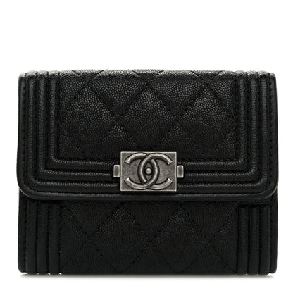 Chanel Caviar Quilted Compact Boy Wallet Black 1 of 8