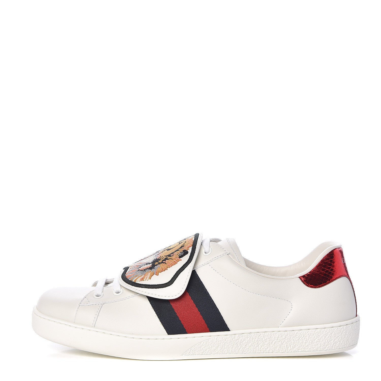 Gucci Calfskin Ayers Web Tiger Embroidered Mens Ace Sneakers 10.5 White 1 of 12