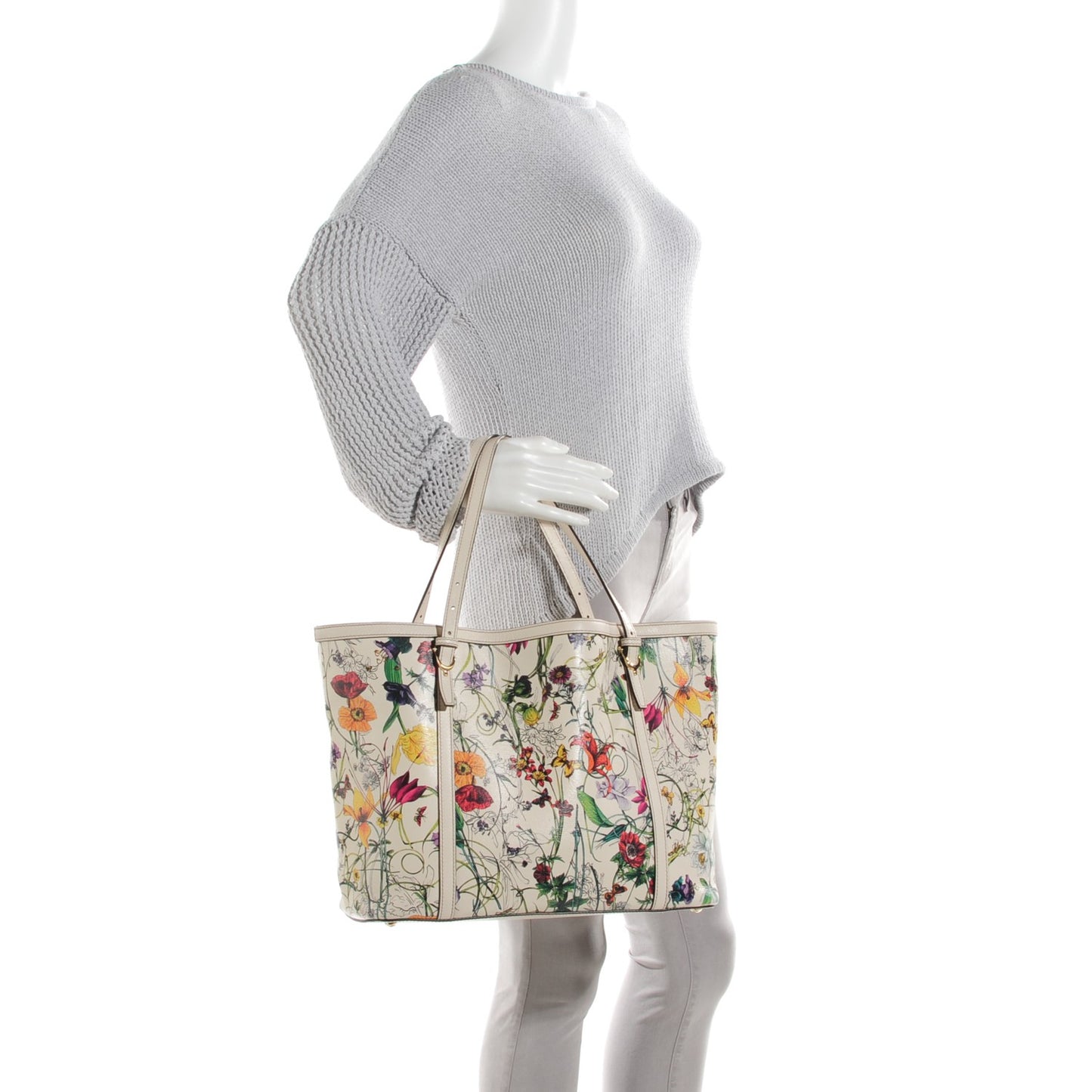 Calfskin Flora Infinity Medium Nice Tote Off White
